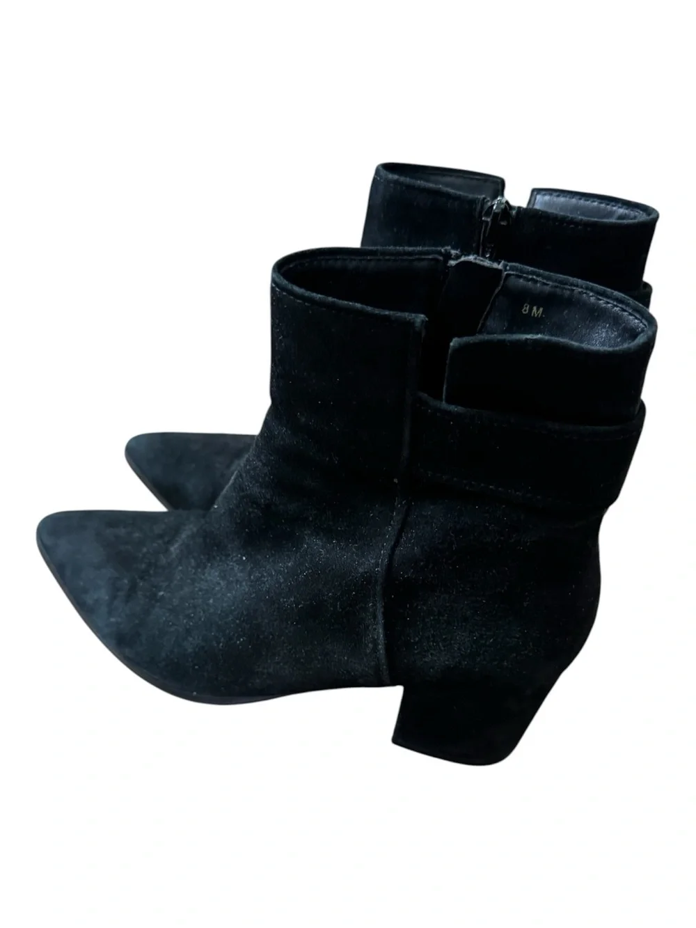 Vaneli Black Suede Pointed Ankle Booties